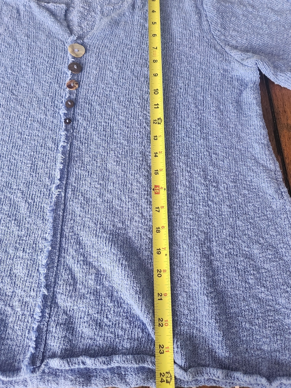 Women's Lulu-B Periwinkle Textured Cotton Henley Size Medium Cottagecore Chic - Picture 8 of 9